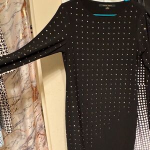 Black Studded Long Sleeve Dress